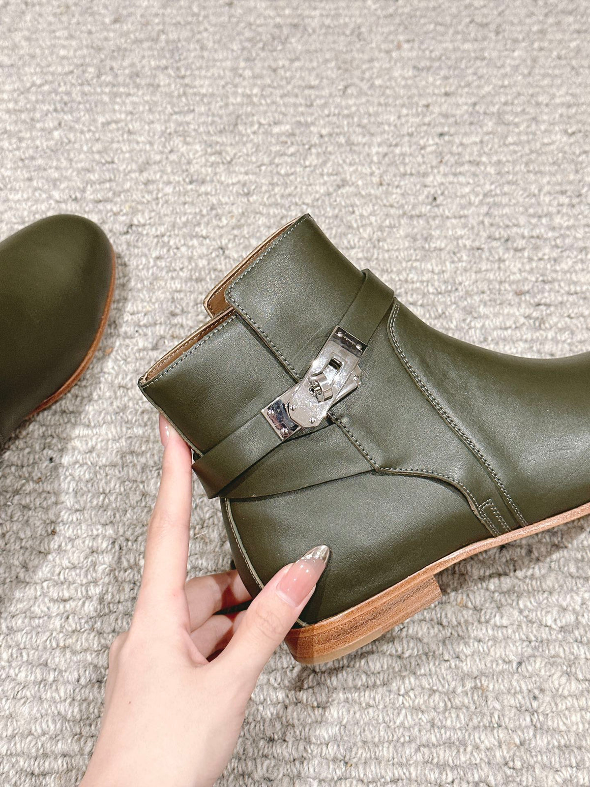 neo ankle boot khaki calfskin