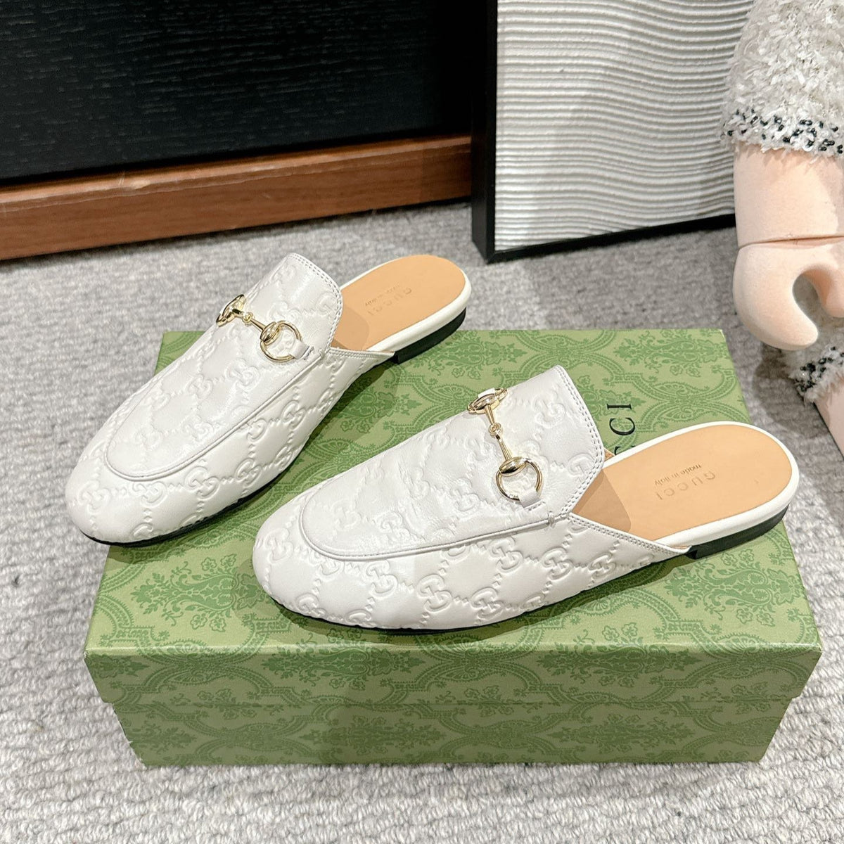 Horsebit Mule Cream GG Leather