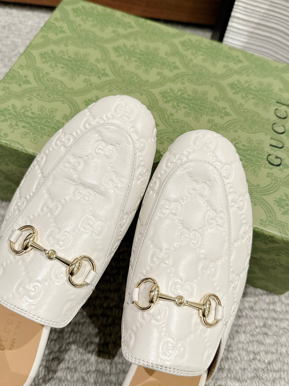 Horsebit Mule Cream GG Leather