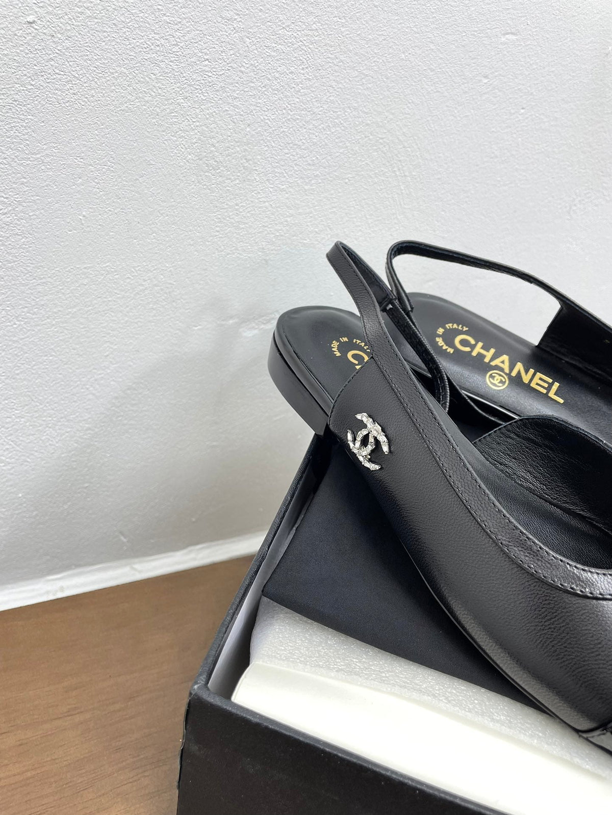 CC Slingback Black Calfskin