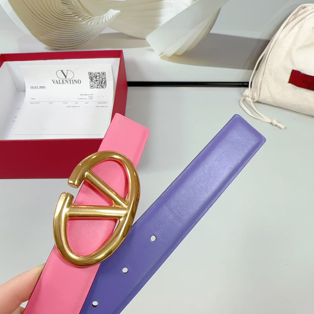 The Bold Edition Reversible Belt 30mm Pink Violet Calfskin Gold Buckle