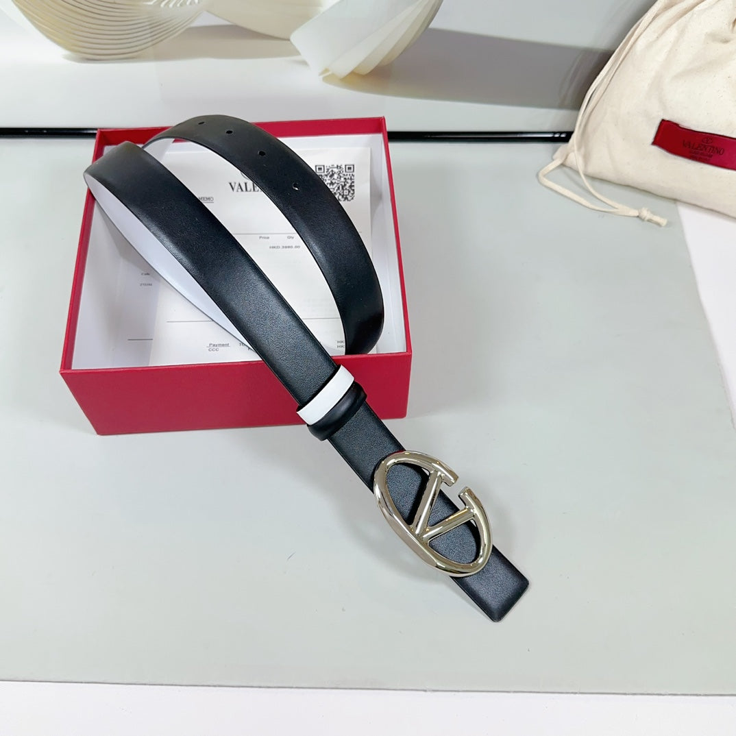 The Bold Edition Reversible Belt 30mm Black White Calfskin Silver Buckle