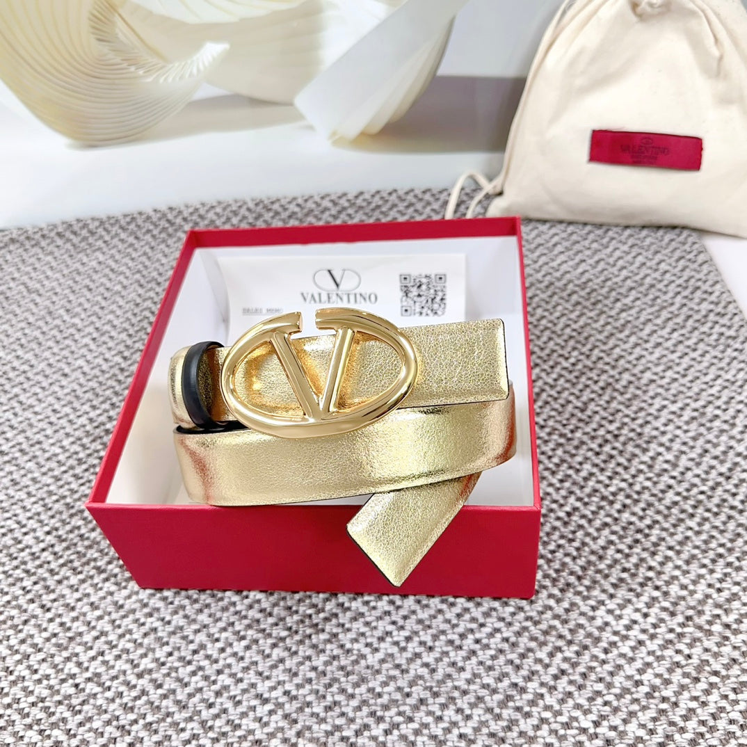 The Bold Edition Reversible Belt 30mm Gold Metalic Black Calfskin Gold Buckle
