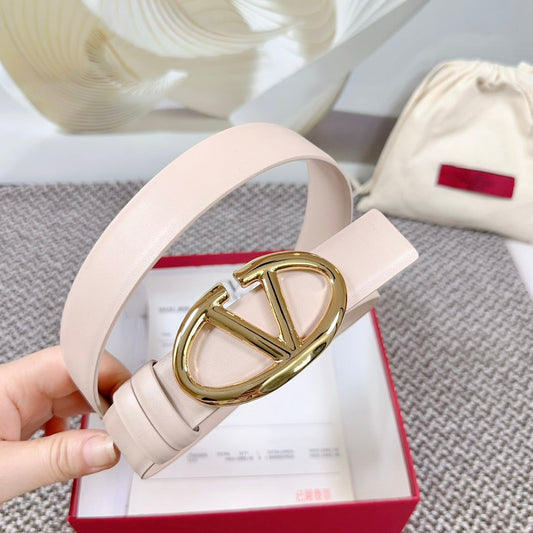 The Bold Edition Reversible Belt 30mm Pastel Pink Calfskin Gold Buckle