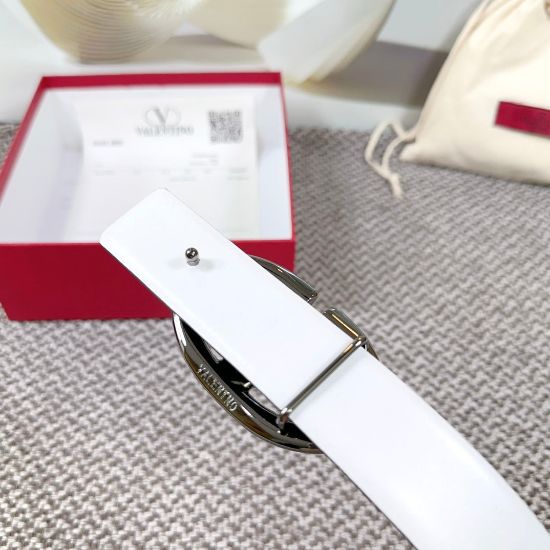 The Bold Edition Reversible Belt 30mm Black White Grained Calfskin Black Buckle