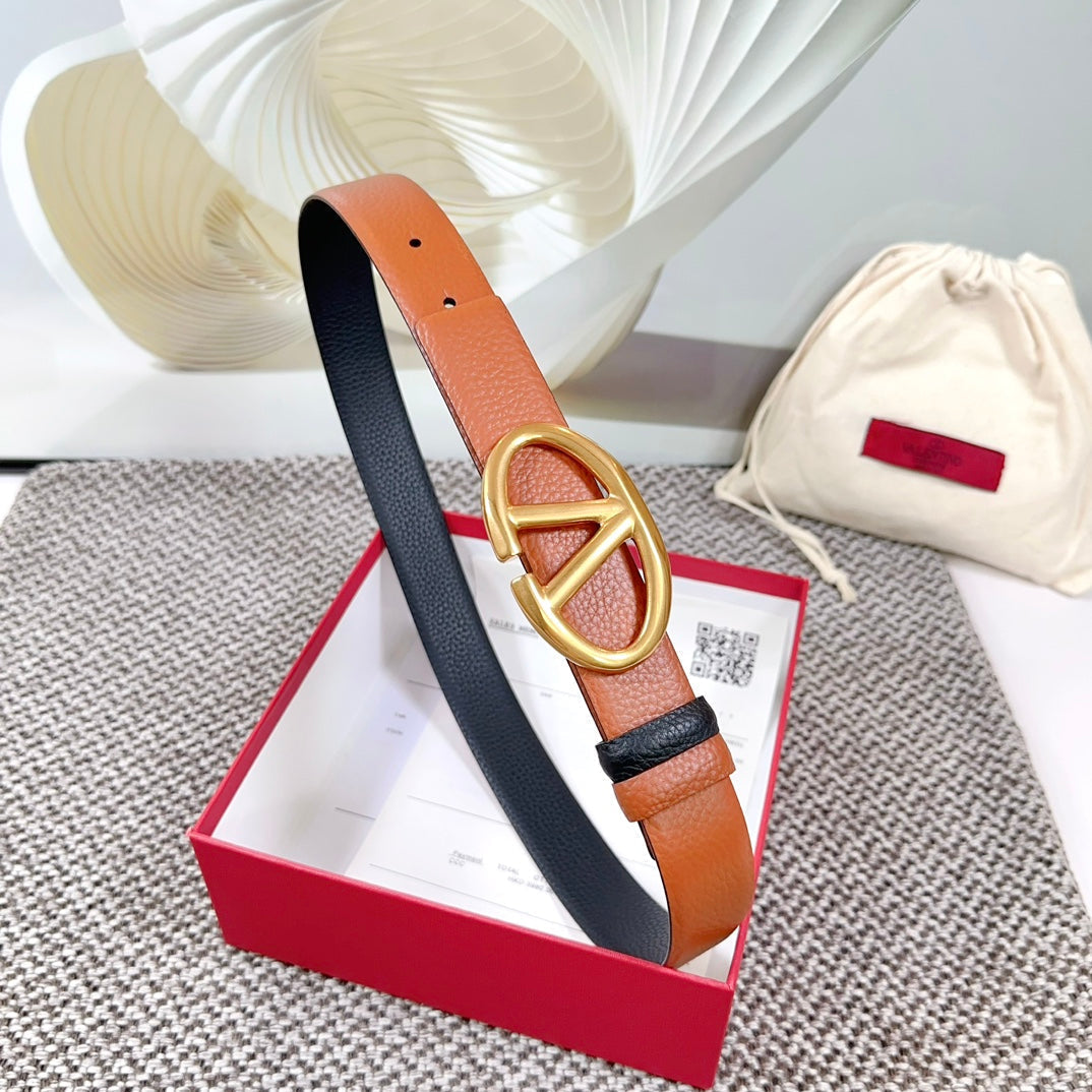 The Bold Edition Reversible Belt 30mm Brown Black Grained Calfskin Gold Buckle