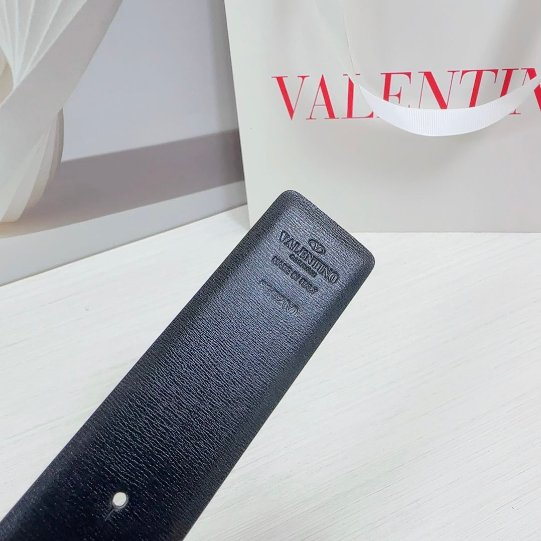 VLOGO SIGNATURE REVERSIBLE BELT 40MM ROSE BLACK GOLD CALFSKIN GOLD BLACK BUCKLE