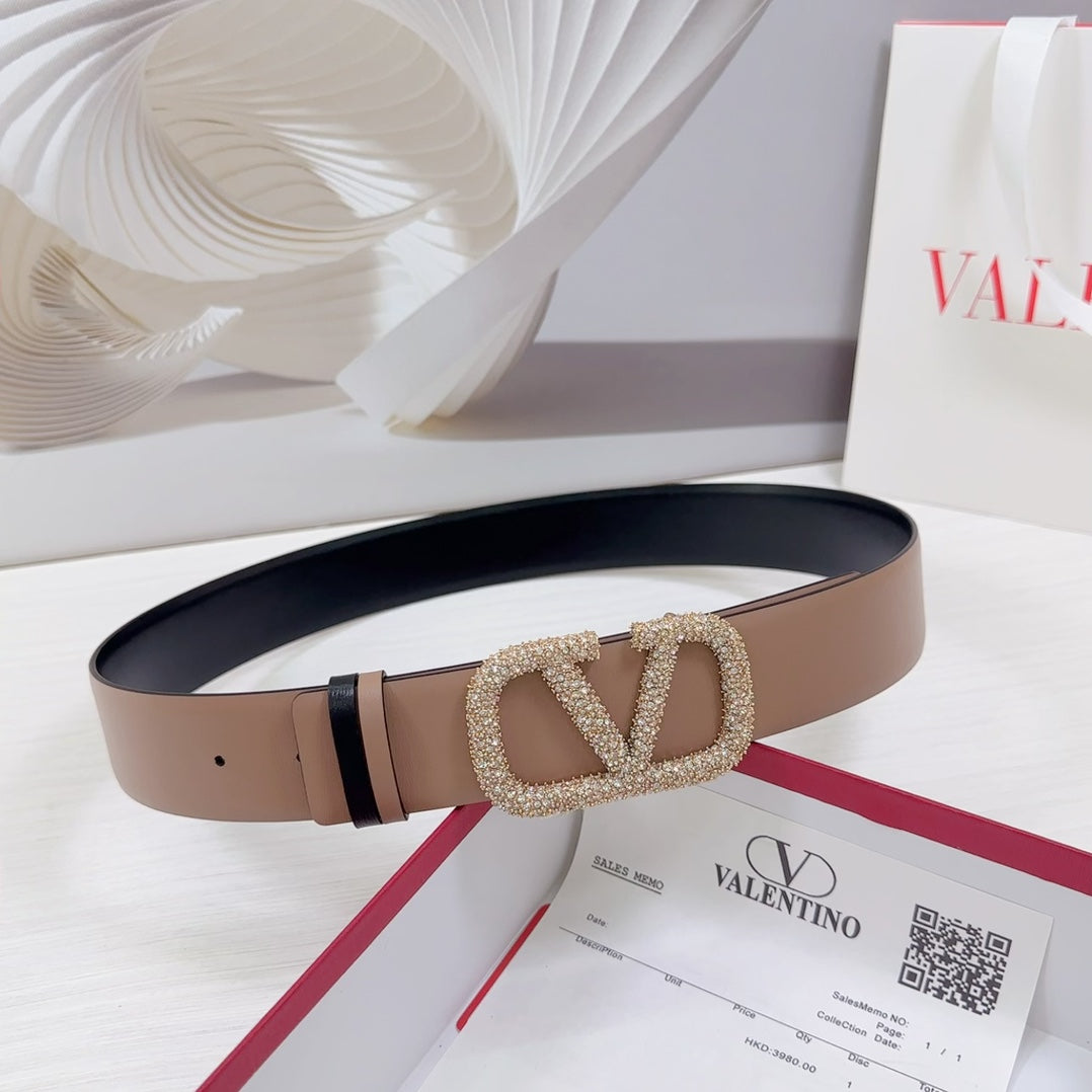 VLOGO SIGNATURE REVERSIBLE BELT 40MM ROSE BLACK GOLD CALFSKIN LIGHT GOLD BUCKLE