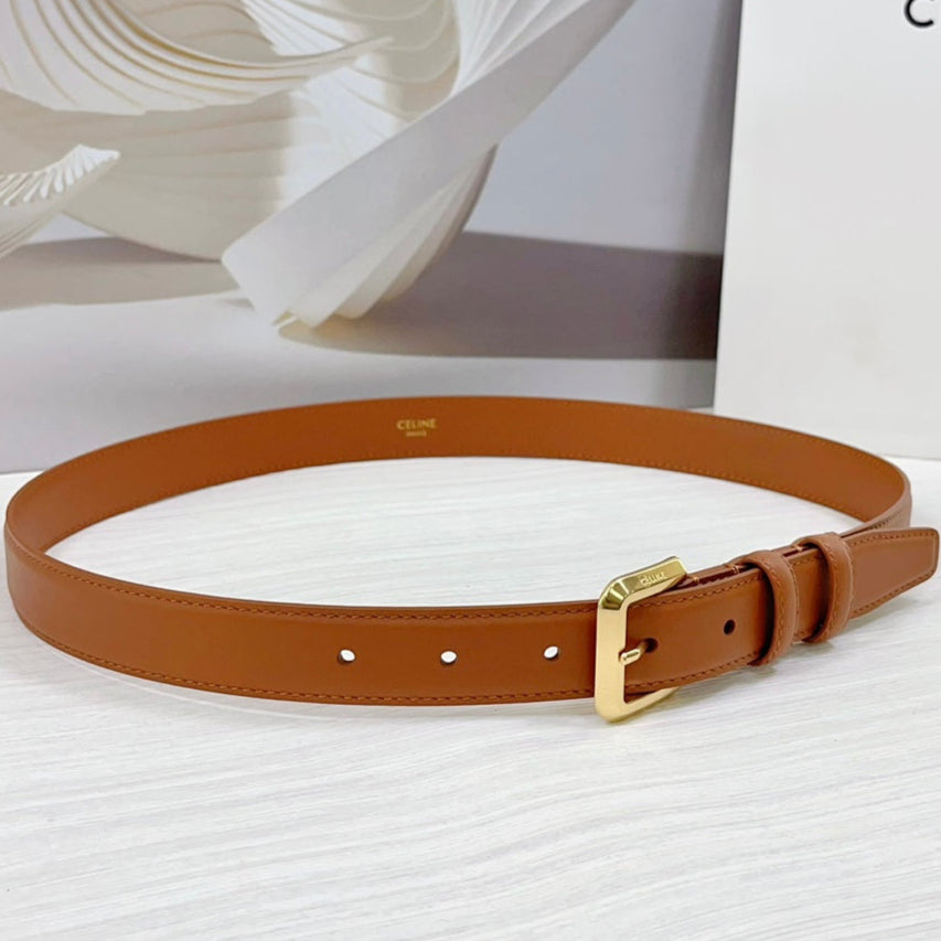 CEL Gold Western 25mm Belt Brown Cowhide 181043