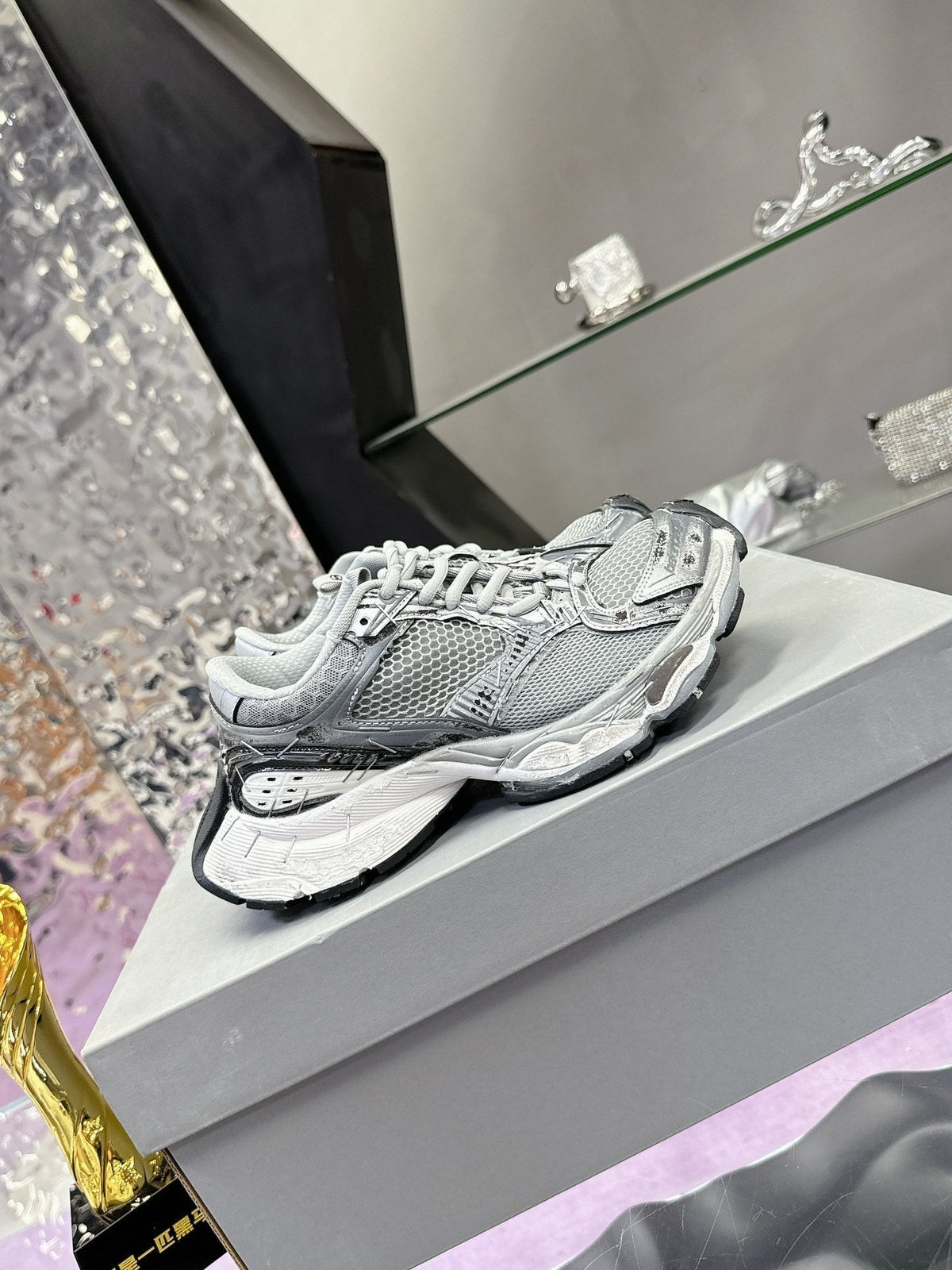 STAPLER SNEAKER IN GRAY POLYURETHANE AND POLYESTER