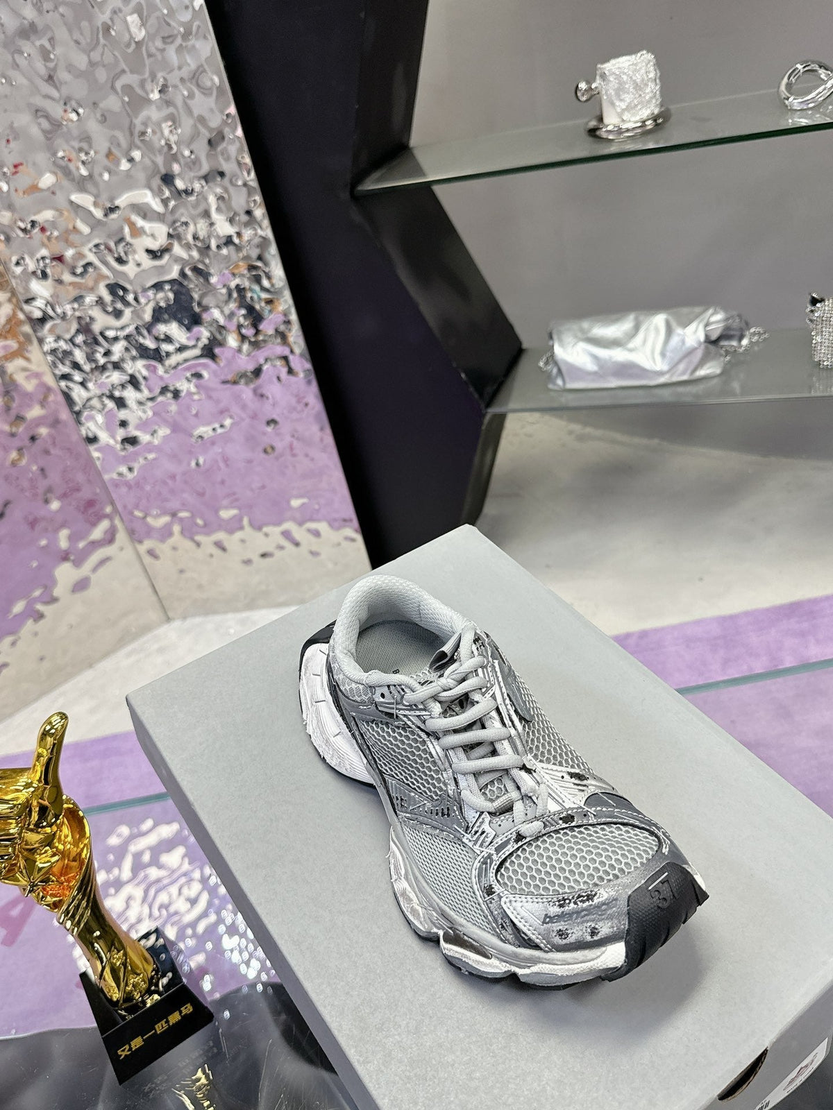 STAPLER SNEAKER IN GRAY POLYURETHANE AND POLYESTER
