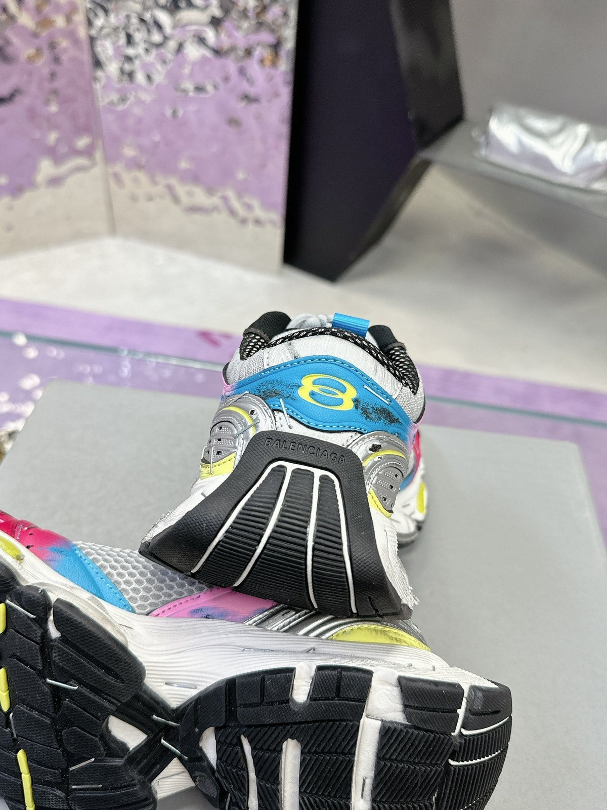 STAPLER SNEAKER IN GRAY PINK BLUE POLYURETHANE AND MESH