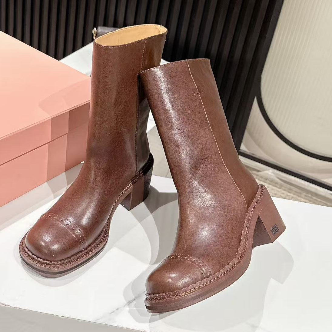 Miu Miu 2026 Boot 50mm Brown Calfskin 621335