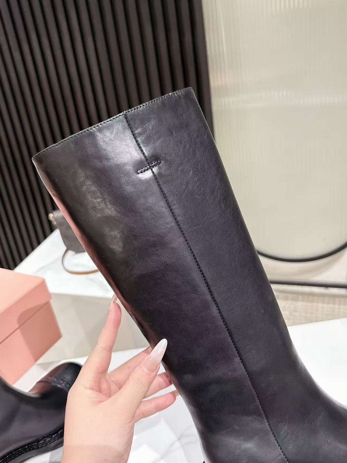 Miu Miu 2026 High Boot 50mm Black Calfskin 621332