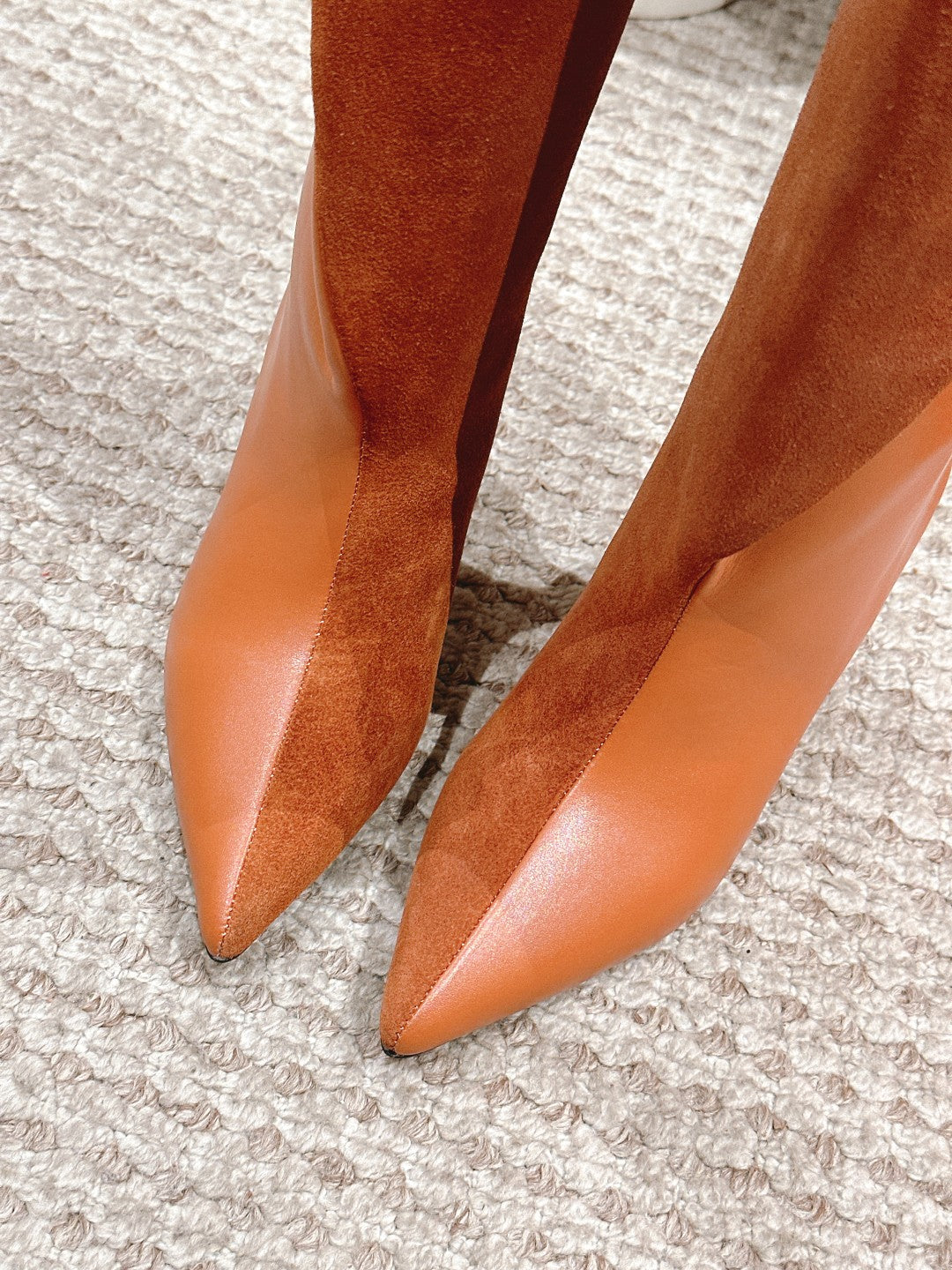 HM High Boots 60mm Brown Orange Calfskin And Suede 972384