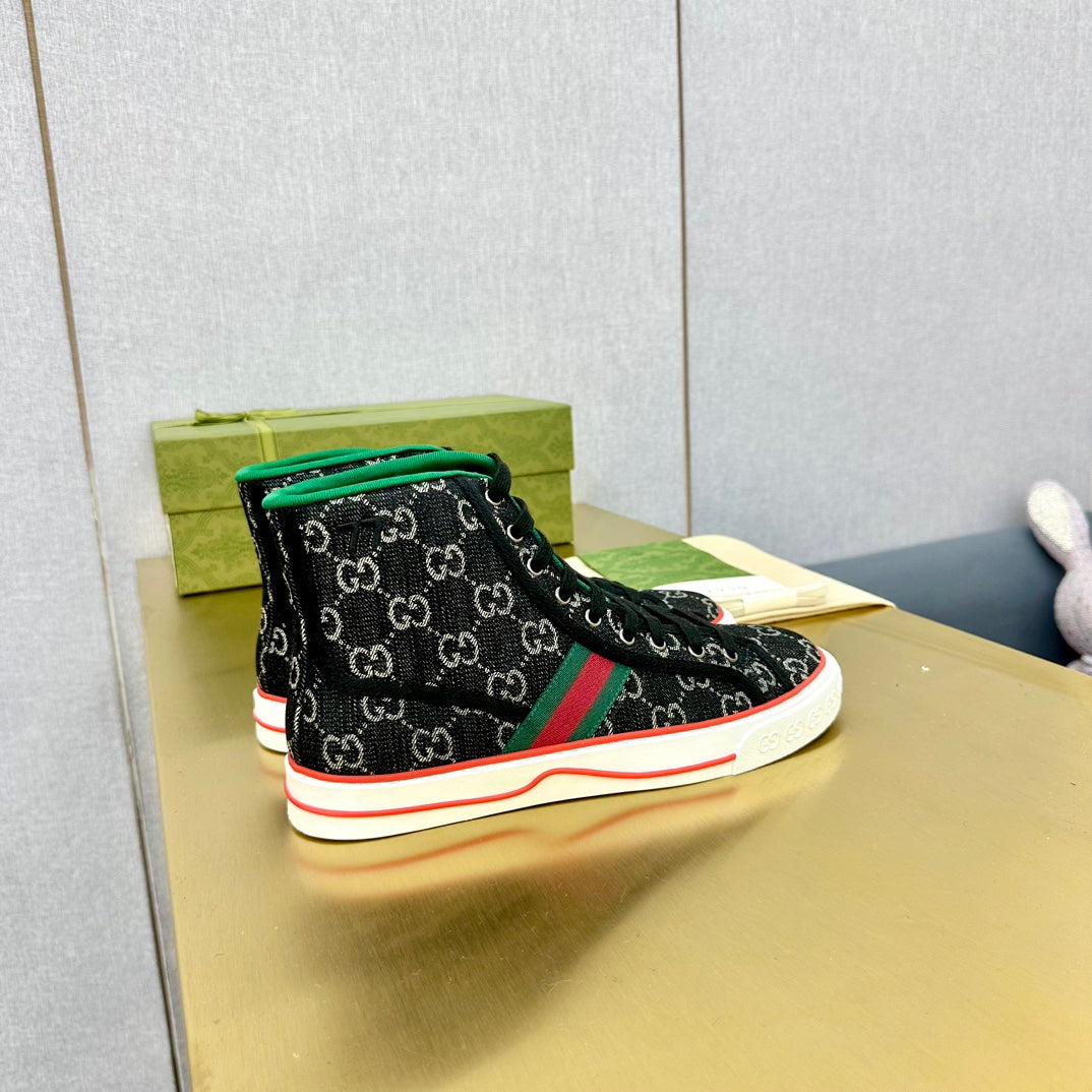 GG TENNIS 1977 HIGH-TOP TRAINER BLACK CANVAS