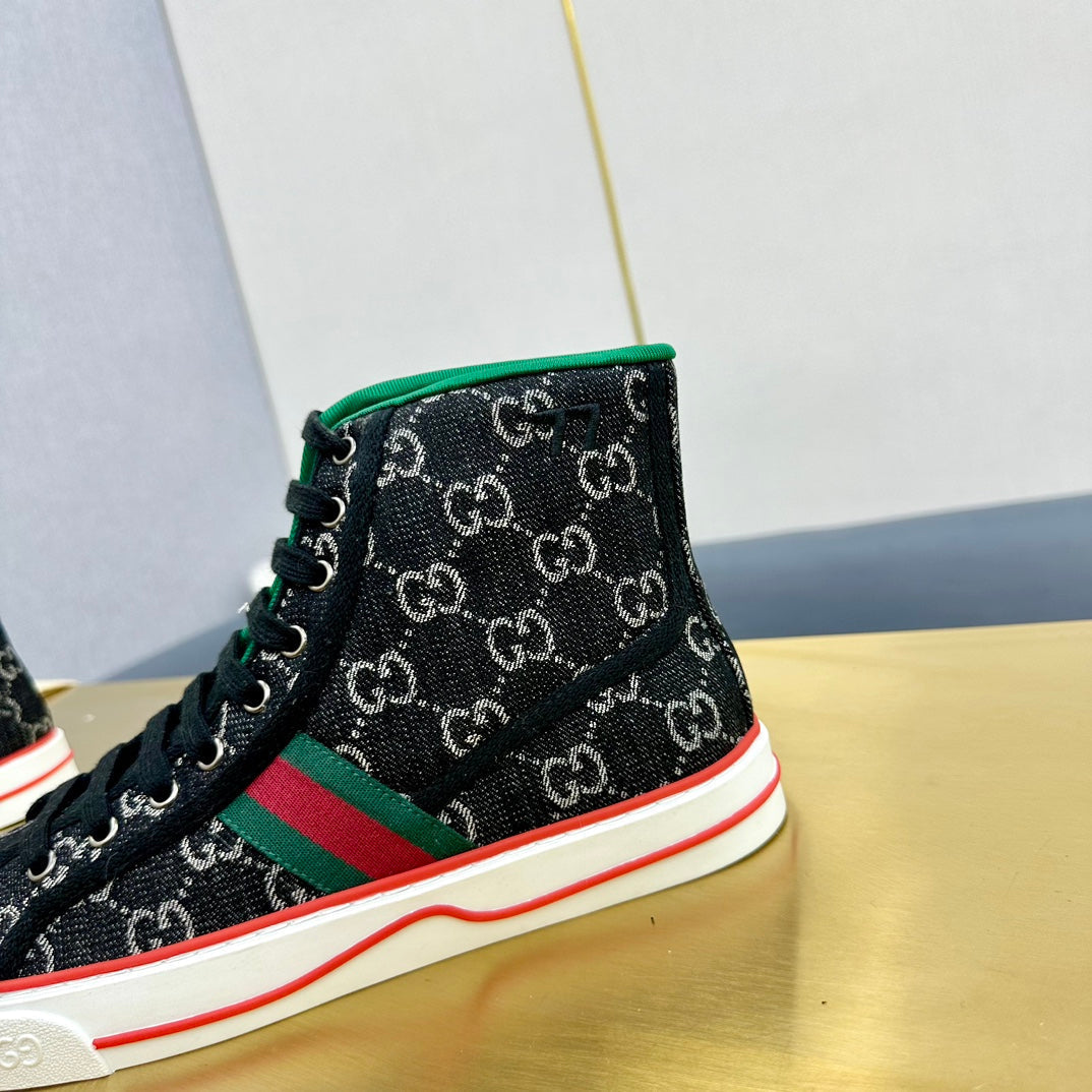 GG TENNIS 1977 HIGH-TOP TRAINER BLACK CANVAS
