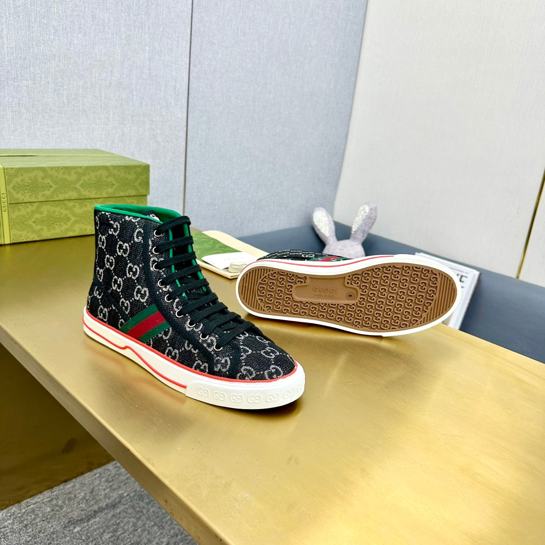 GG TENNIS 1977 HIGH-TOP TRAINER BLACK CANVAS