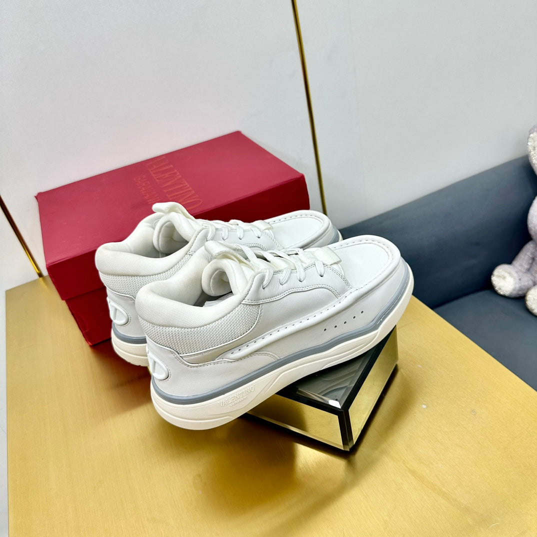 Mid-top Runboot Split Leather Sneaker 30mm White Calfskin 994557