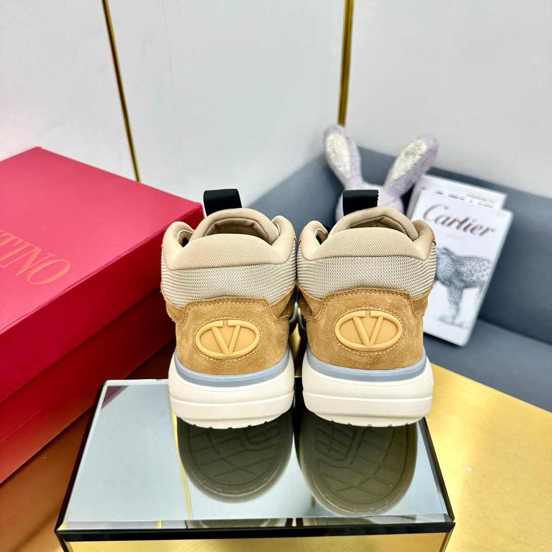 Mid-top Runboot Split Leather Sneaker 30mm Light Brown Yellow Suede 994561