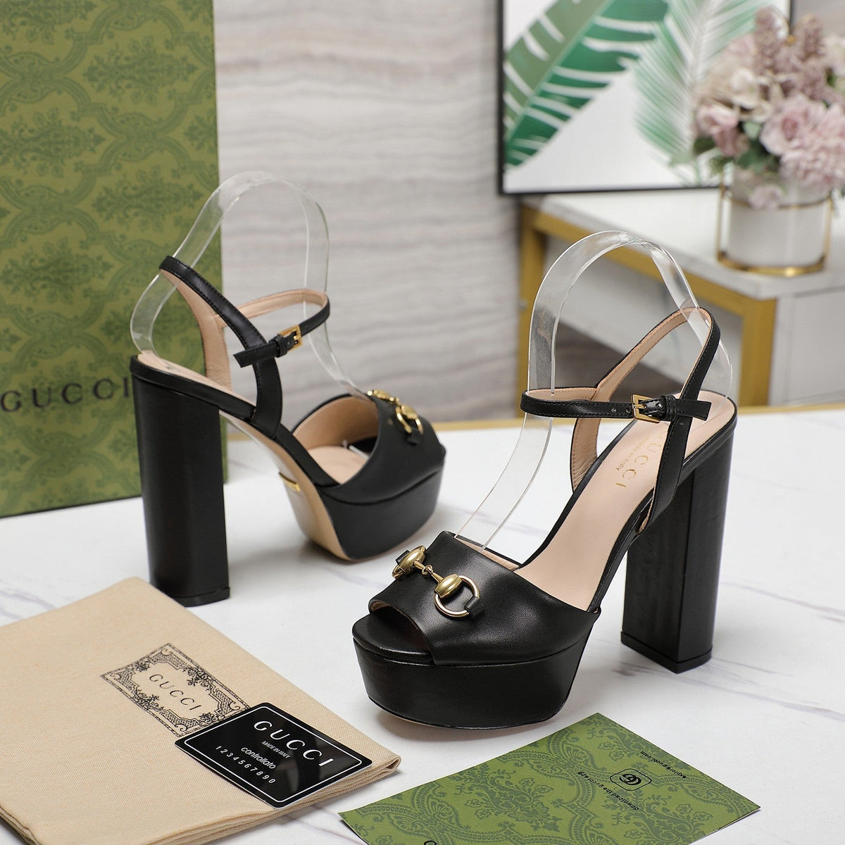 GG Sandales Cuir Noir Black