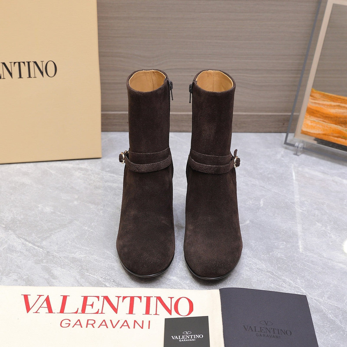 Valentino 2025 Heeled Boot Dark Brown Suede 547599