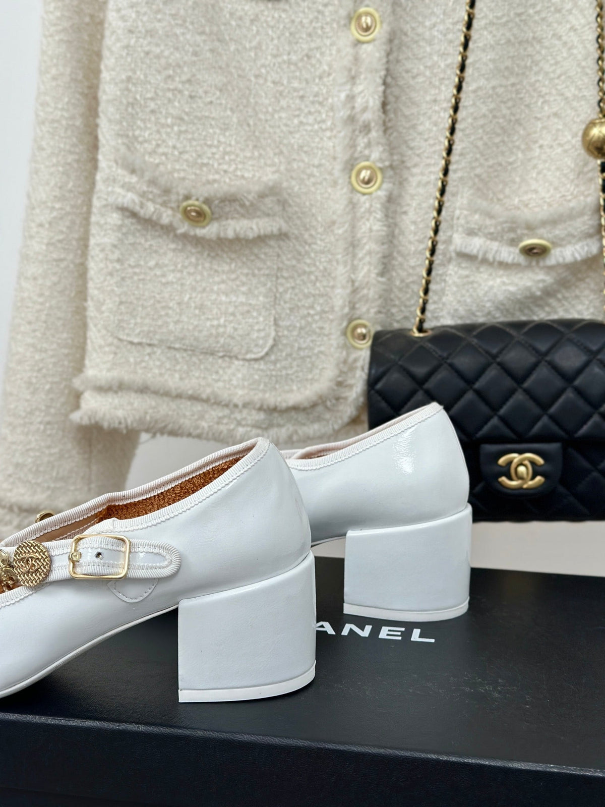 CC High Mary Jane Glossy White Lambskin