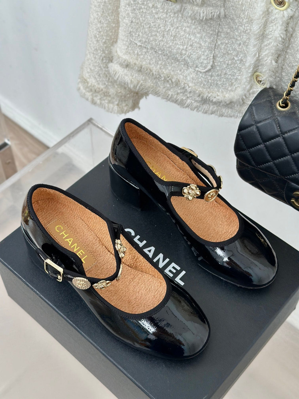 CC High Mary Jane Glossy Black Lambskin