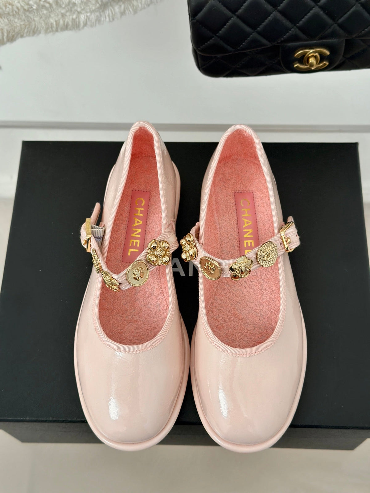 CC Mary Jane Glossy Pastel Pink Cowhide And Lambskin