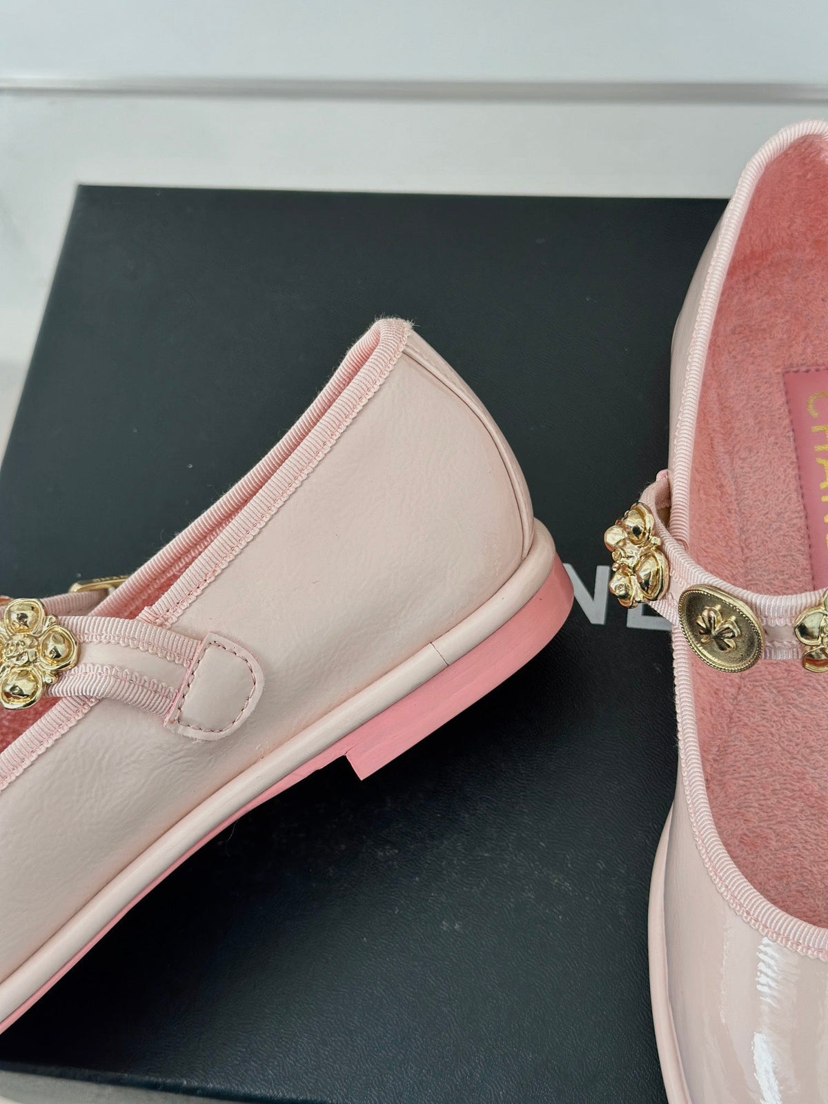 CC Mary Jane Glossy Pastel Pink Cowhide And Lambskin