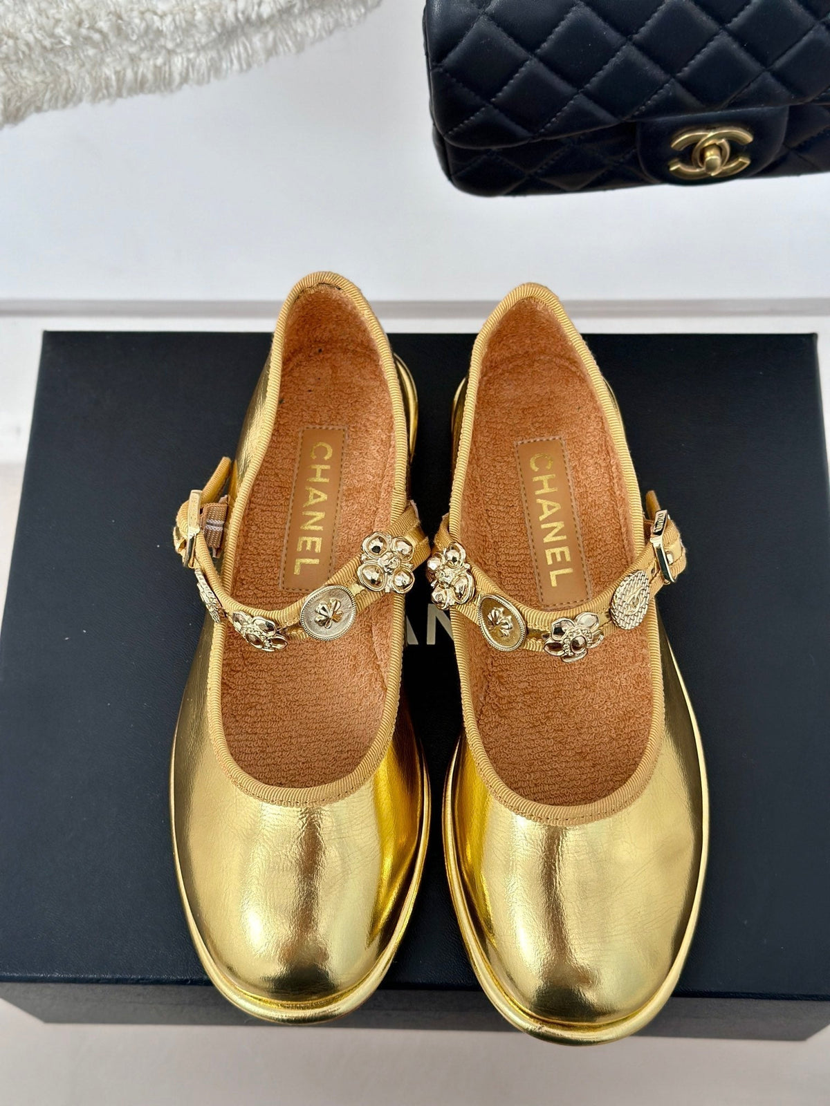 CC Mary Jane Gold Cowhide And Lambskin