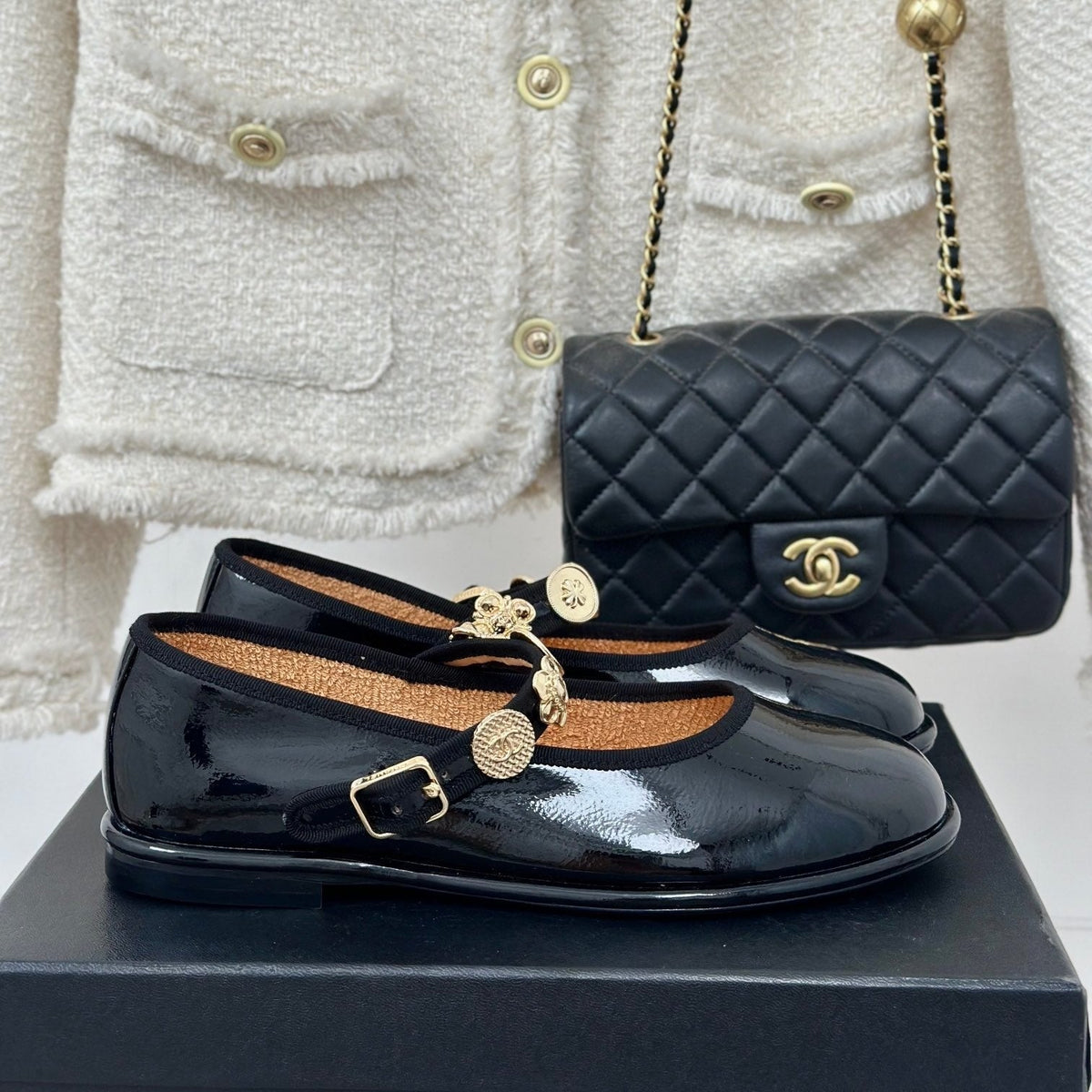 CC Mary Jane Glossy Black Cowhide And Lambskin