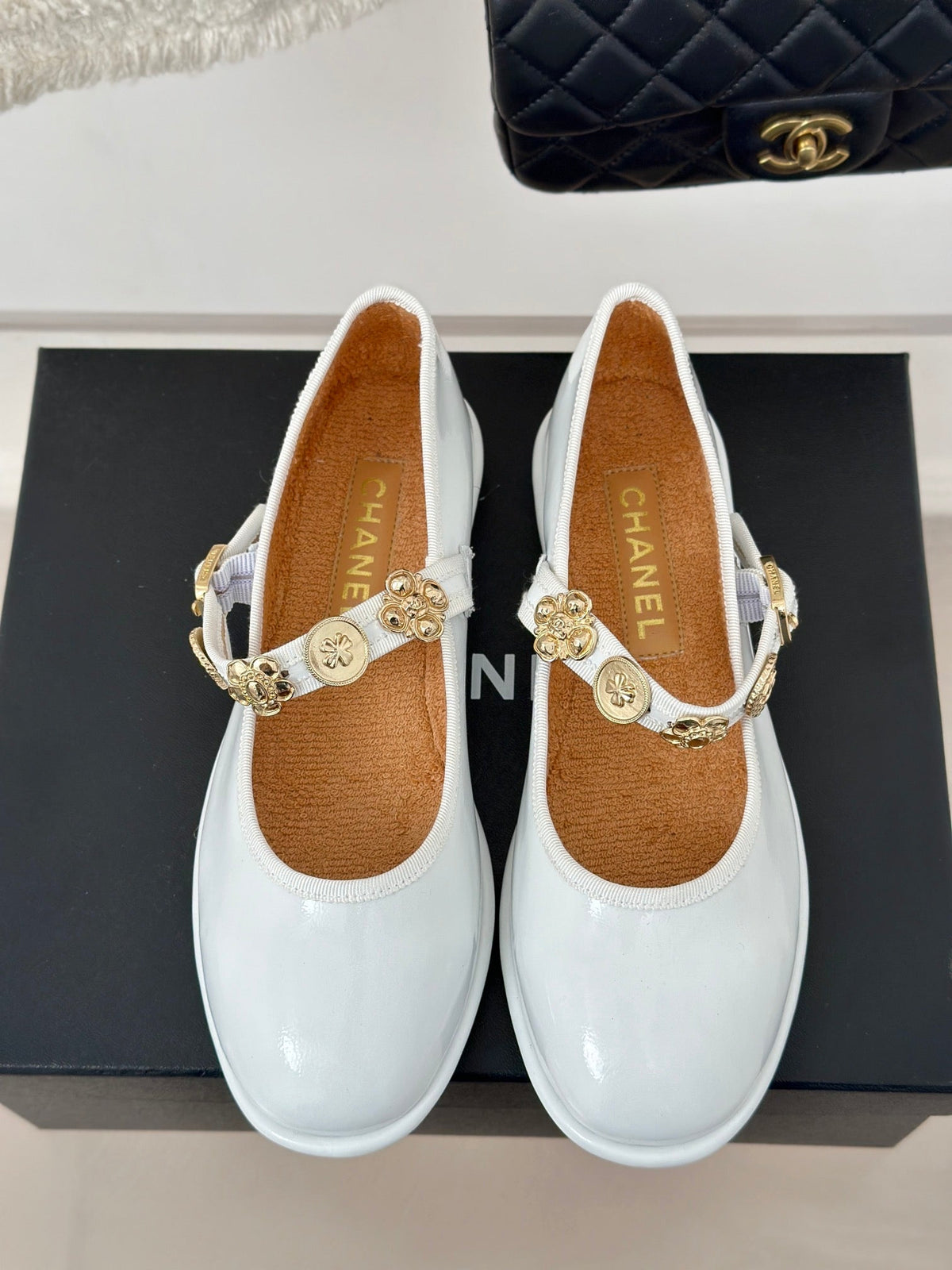 CC Mary Jane Glossy White Cowhide And Lambskin