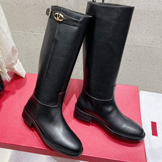Valentino 2025 Garavani VLogo Boot Black Calfskin 554162