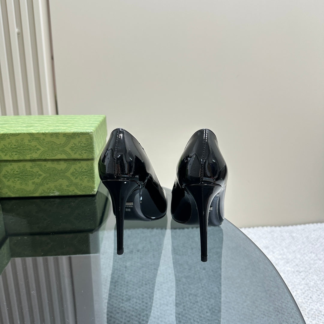 GG 105 HIGH HEEL PUMP BLACK LAMBSKIN