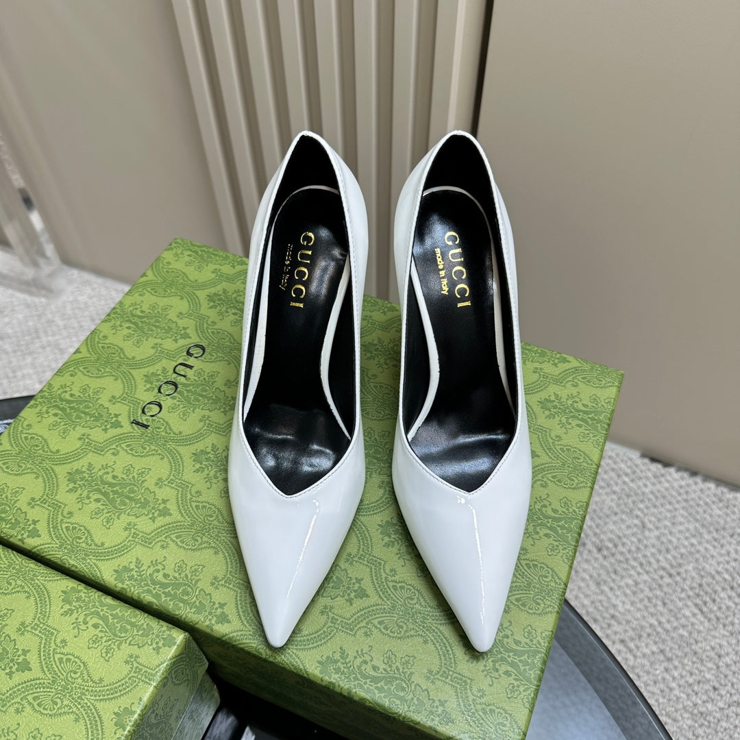 GG 105 HIGH HEEL PUMP WHITE LAMBSKIN