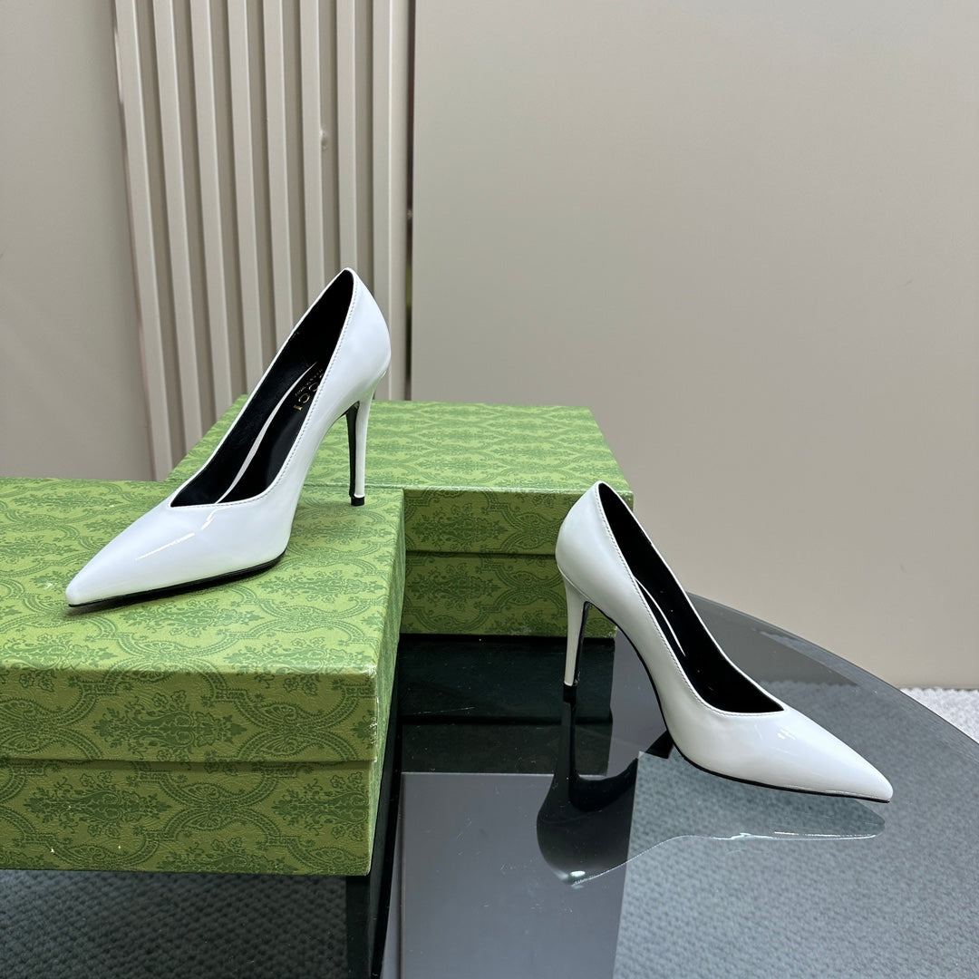 GG 105 HIGH HEEL PUMP WHITE LAMBSKIN