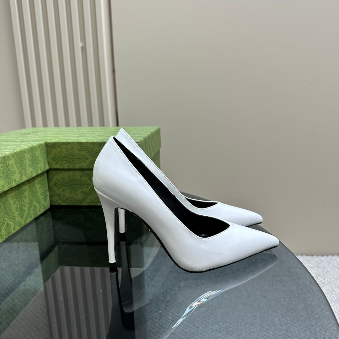 GG 105 HIGH HEEL PUMP WHITE LAMBSKIN