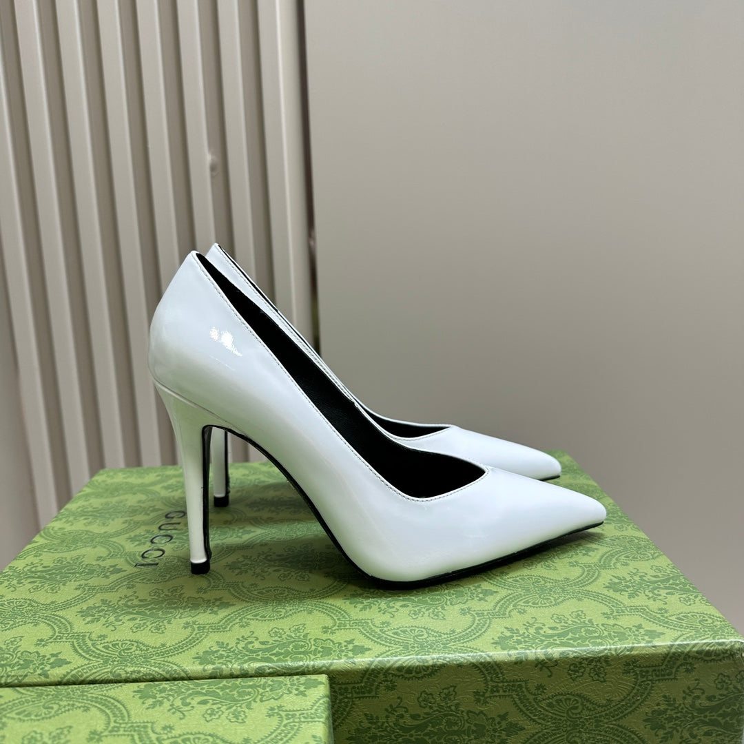 GG 105 HIGH HEEL PUMP WHITE LAMBSKIN