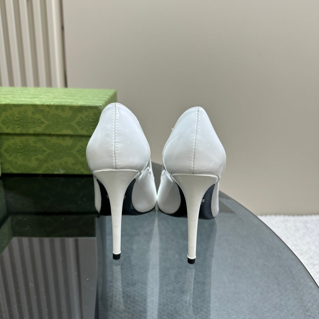 GG 105 HIGH HEEL PUMP WHITE LAMBSKIN