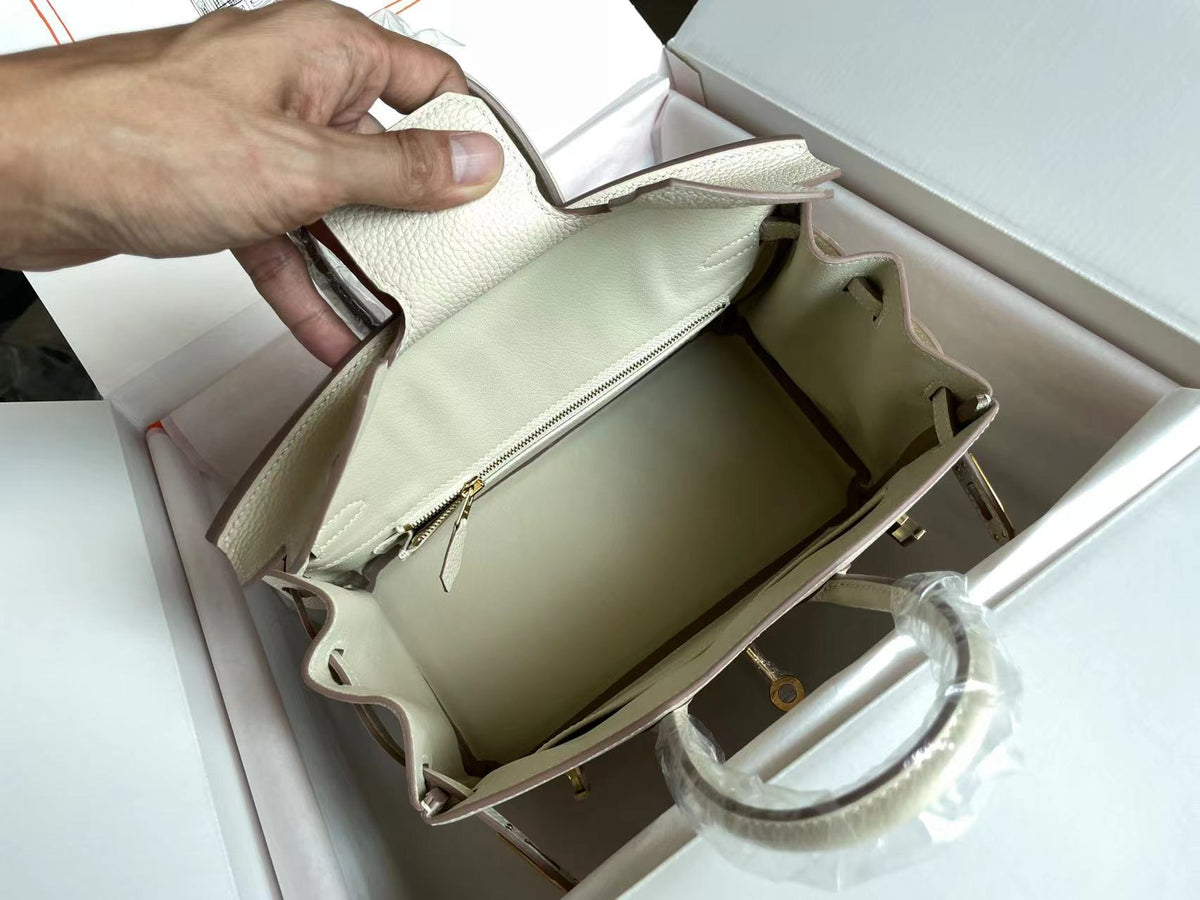 BIRKIN 25 BAG IN WHITE CREAM CALFSKIN WITH COLORFUL STICKER (MADE - TO - ODER)