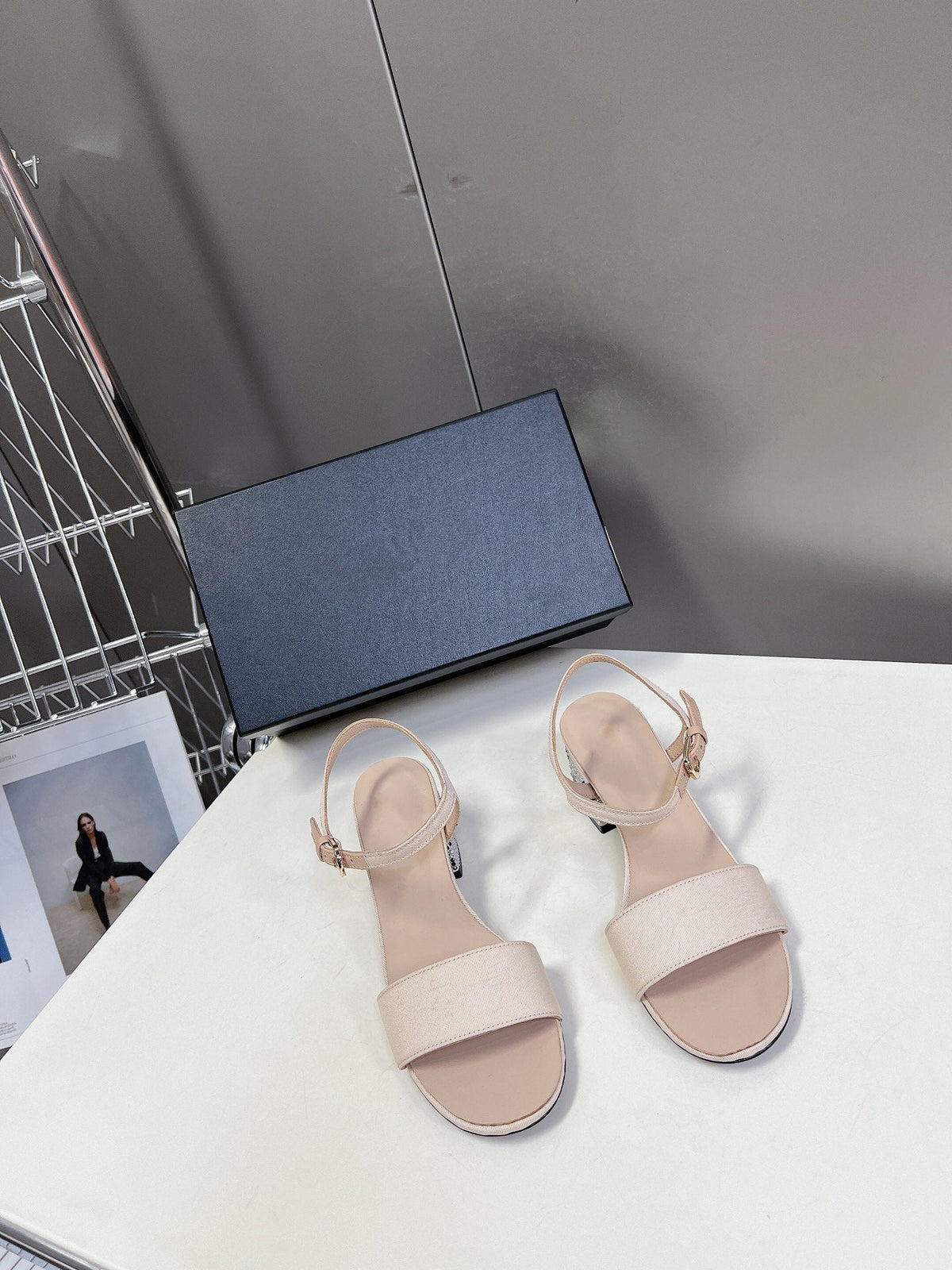 slingback sandal 45 beige calfskin crystal