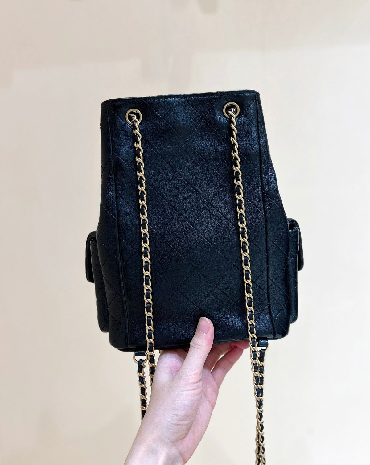 25C Backpack 18cm Black Calfsin Gold Hardware