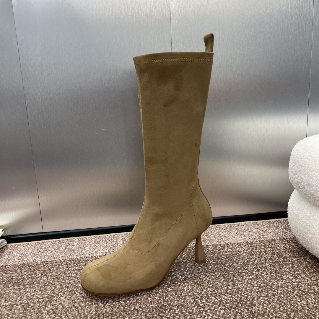 HM High Boots 75mm In Dark Beige Suede  975152