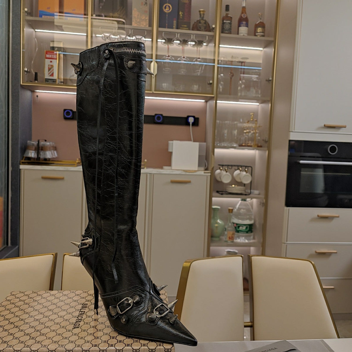 Balenciaga Cagole 90 mm Boots Black Lambskin 846485