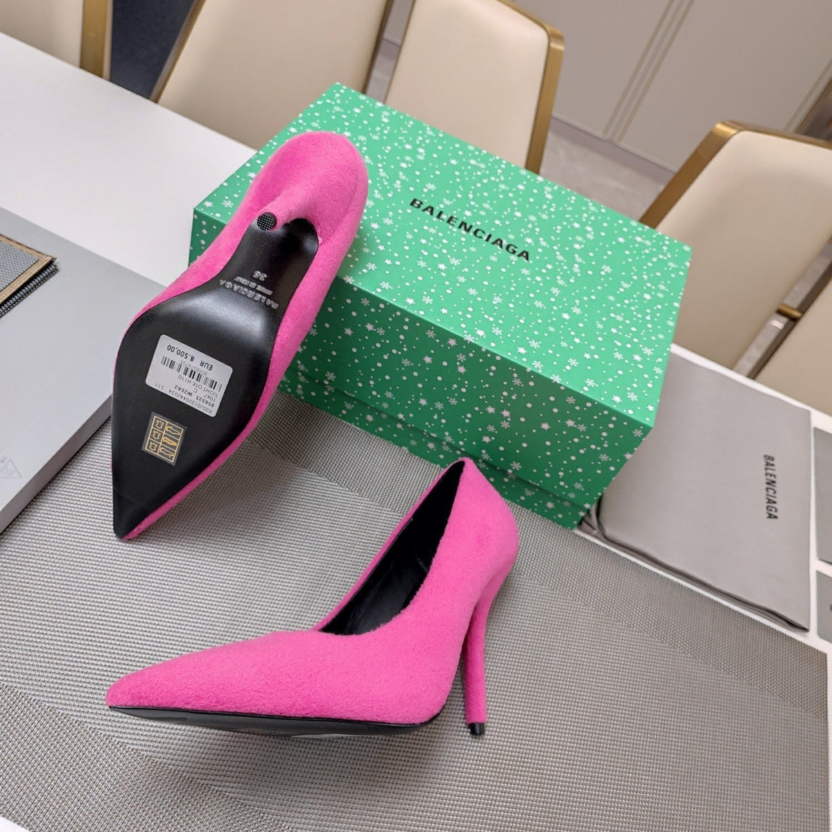 HIGH HEEL PUMPS 90MM IN PINK WOOL