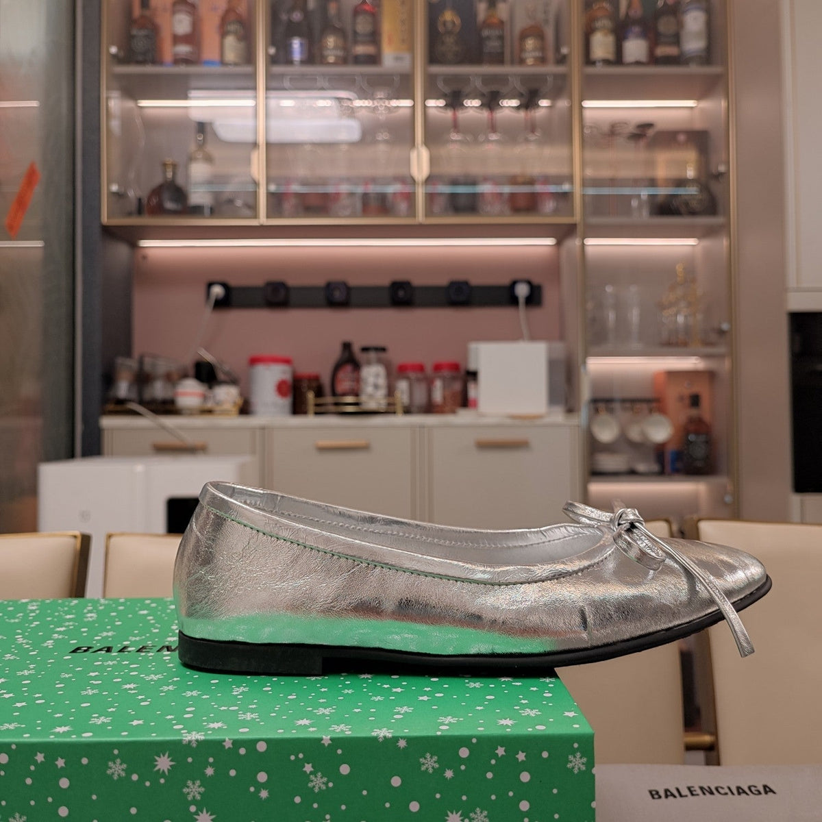 Balen 25 bow ballet flat silver sheepskin 184481