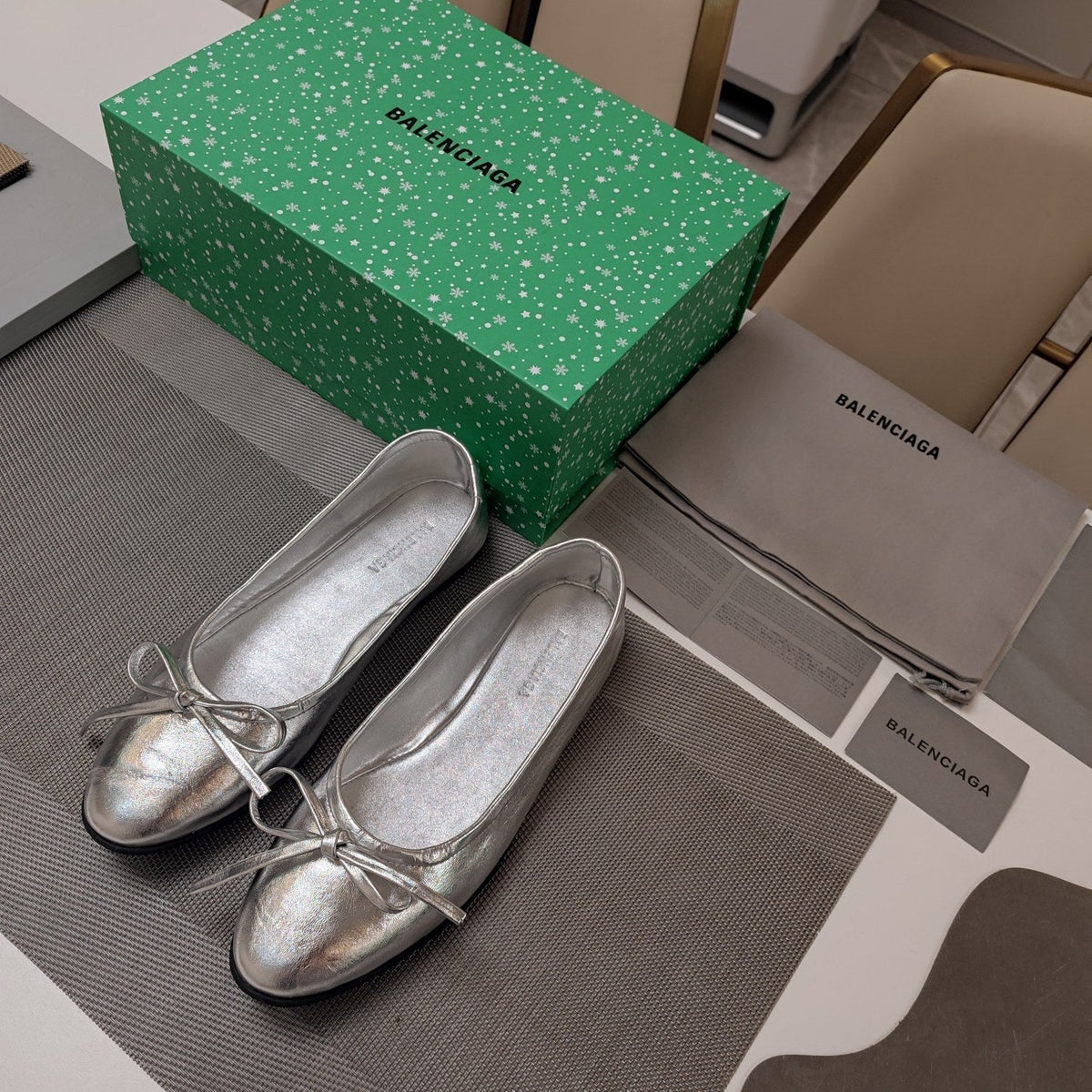 Balen 25 bow ballet flat silver sheepskin 184481