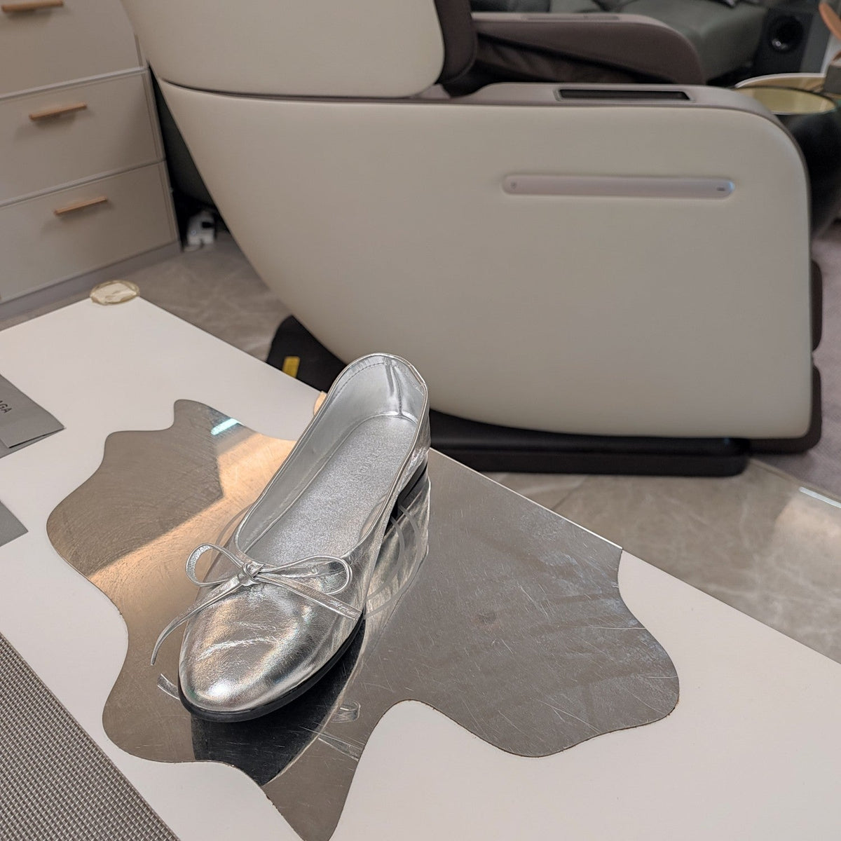Balen 25 bow ballet flat silver sheepskin 184481