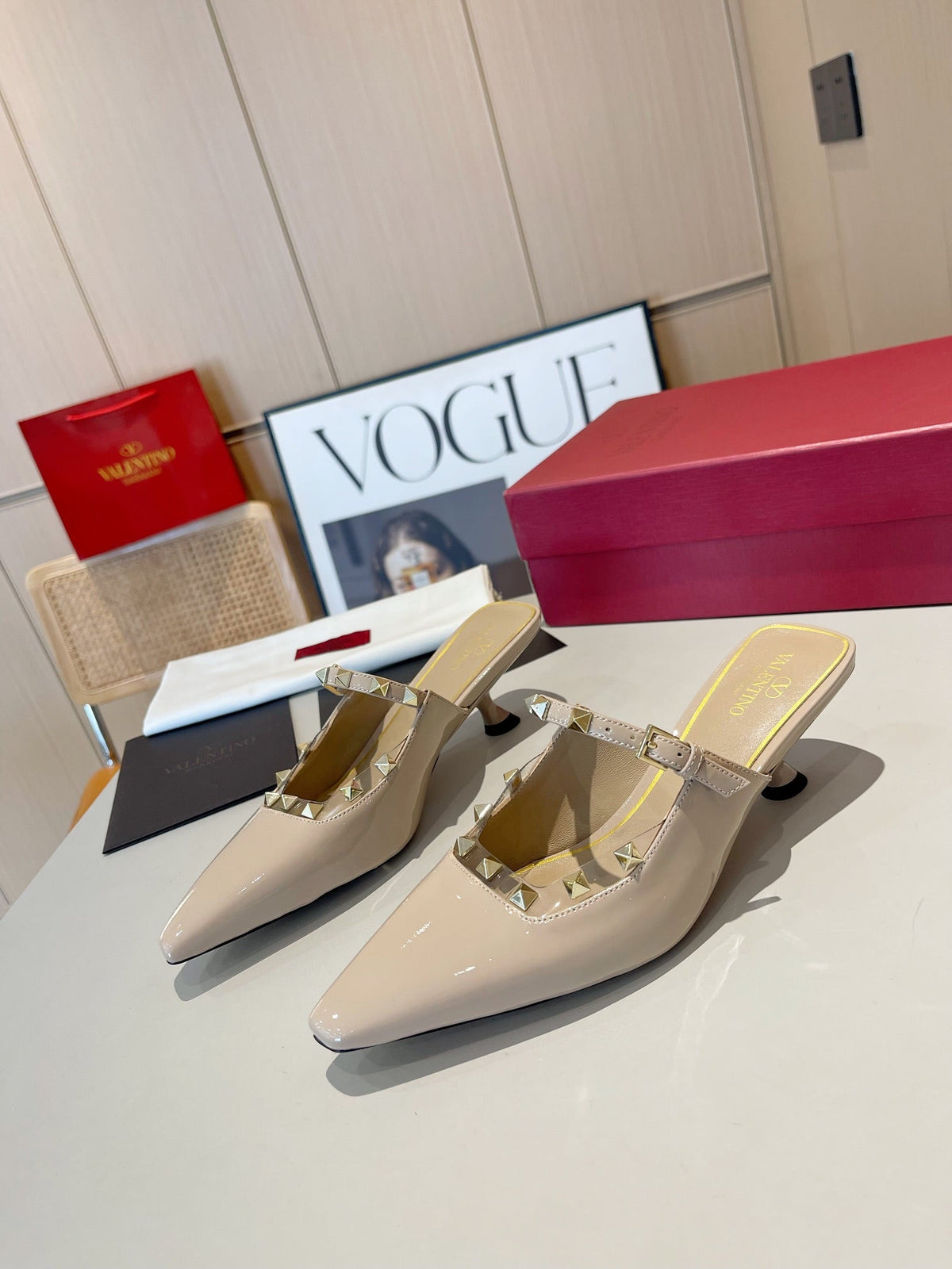 Valentino 25 Pump Mules Heels Patent Leather 239599